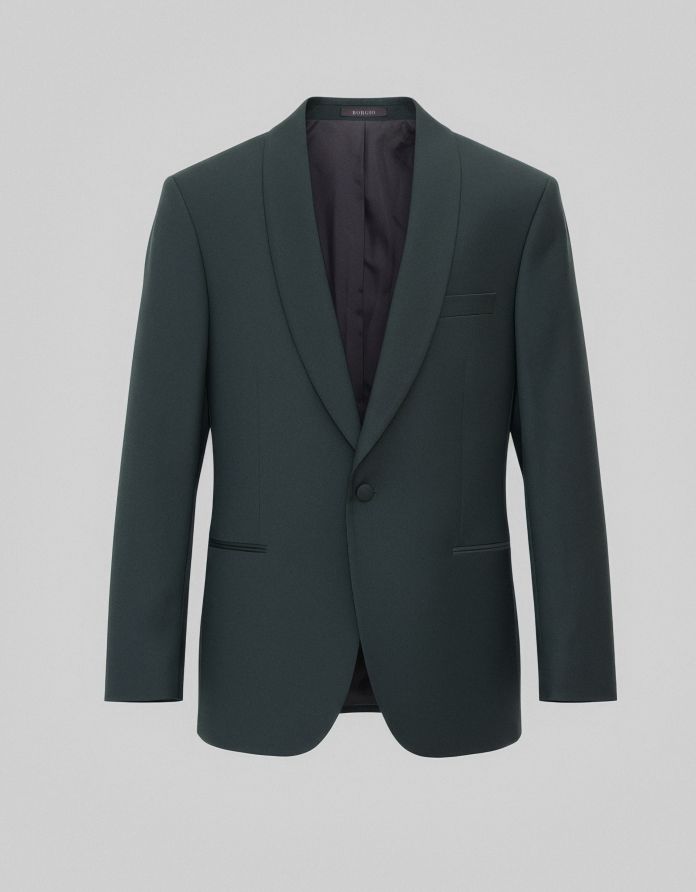 marynarka smokingowa do zestawu cesaro zielona slim fit