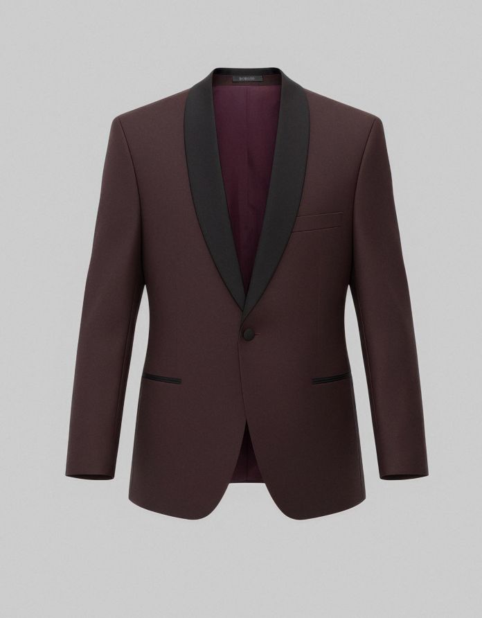 marynarka smokingowa do zestawu cesaro bordowa slim fit