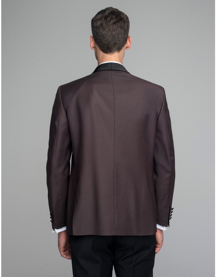 marynarka smokingowa do zestawu cesaro bordowa slim fit