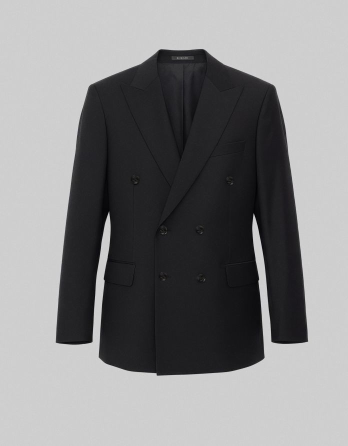 marynarka do zestawu cesaro II dwurzędowa czarna slim fit