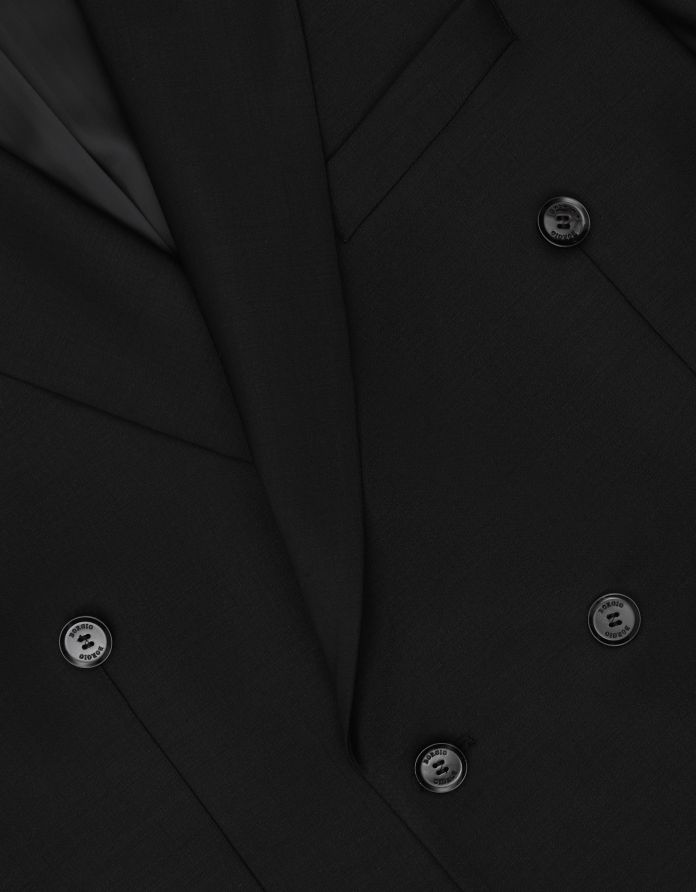 marynarka do zestawu cesaro II dwurzędowa czarna slim fit