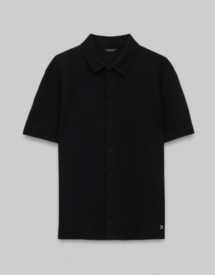 koszula do kompletu valleve 00660 krótki rękaw czarna classic fit