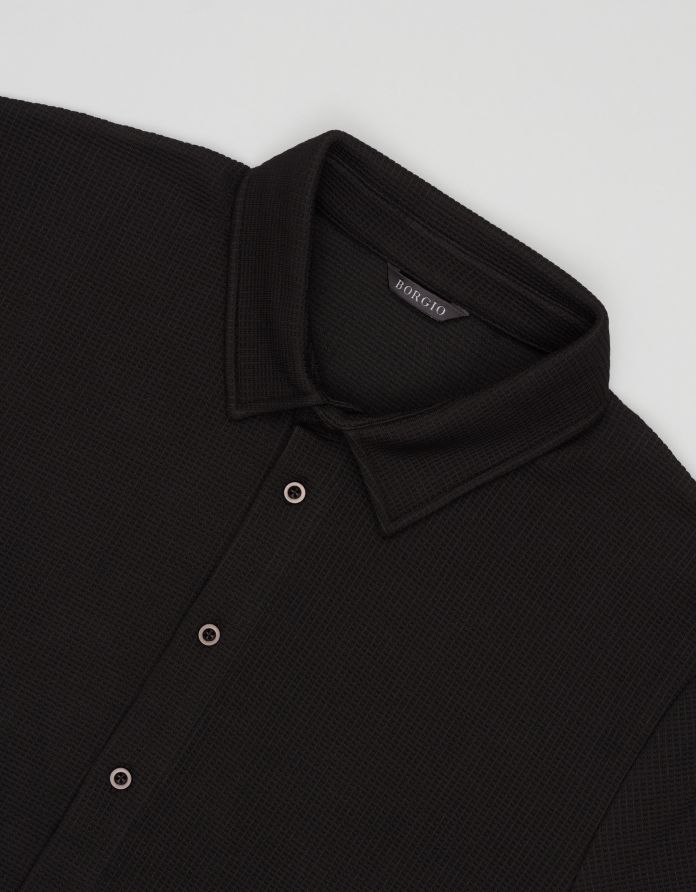 koszula do kompletu valleve 00660 krótki rękaw czarna classic fit