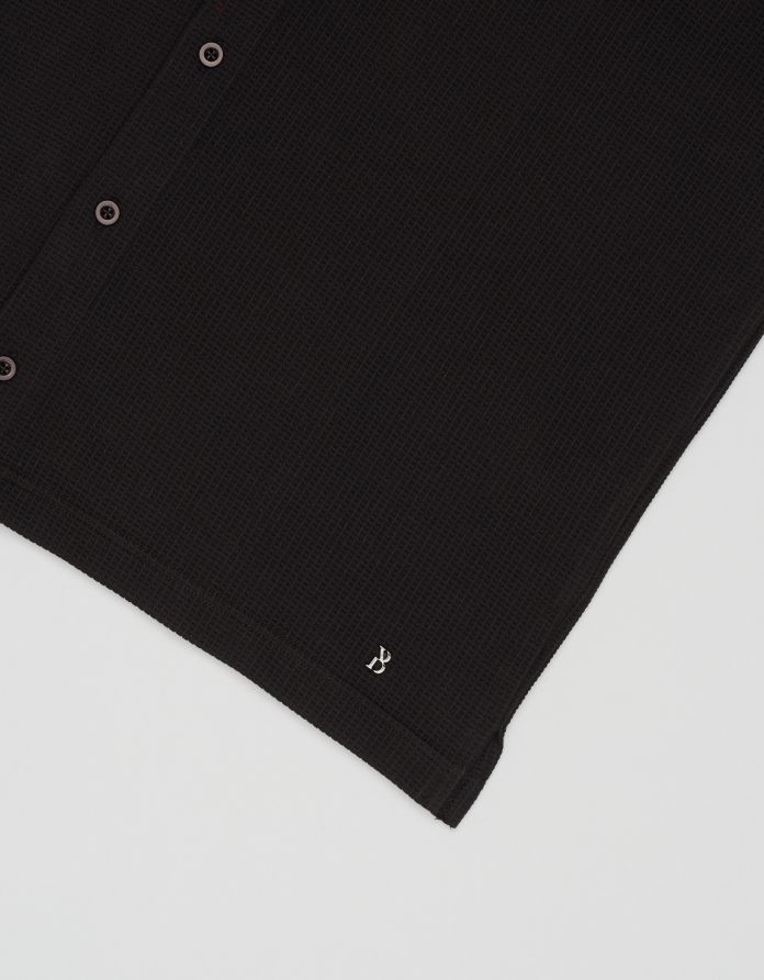 koszula do kompletu valleve 00660 krótki rękaw czarna classic fit