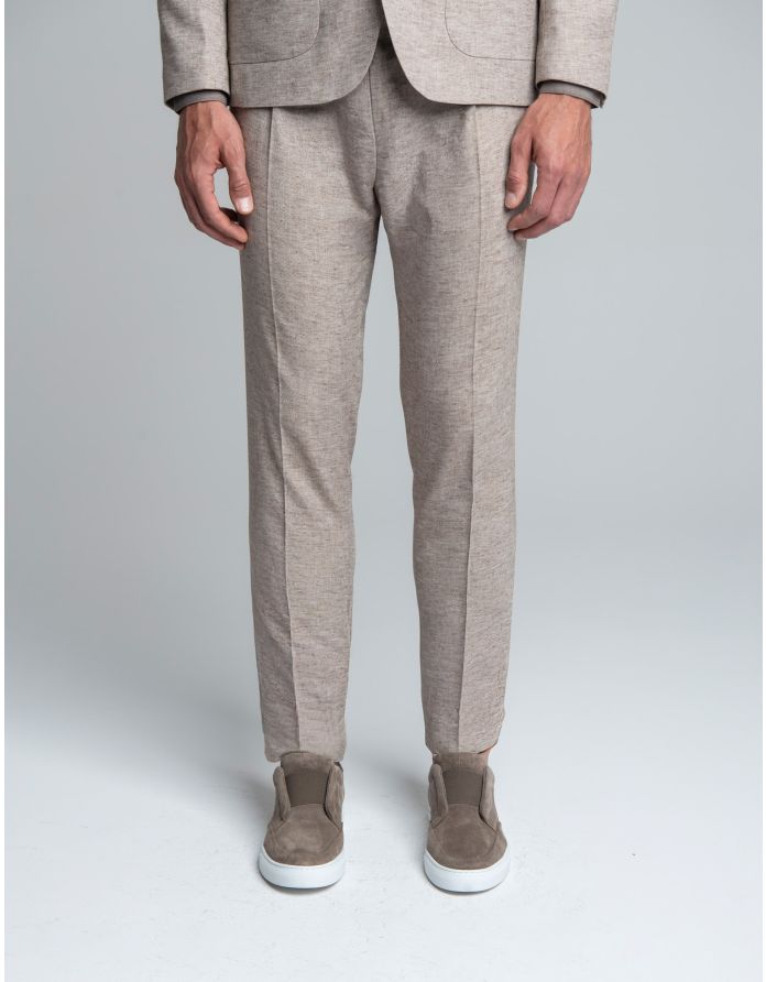spodnie classic do zestawu lago brązowe slim fit