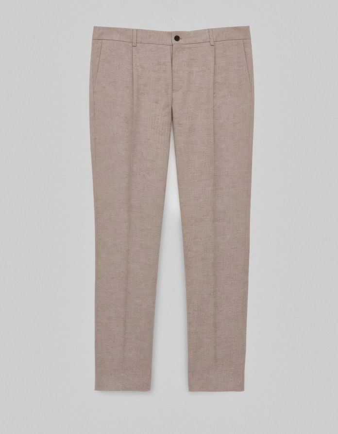 spodnie classic do zestawu lago brązowe slim fit