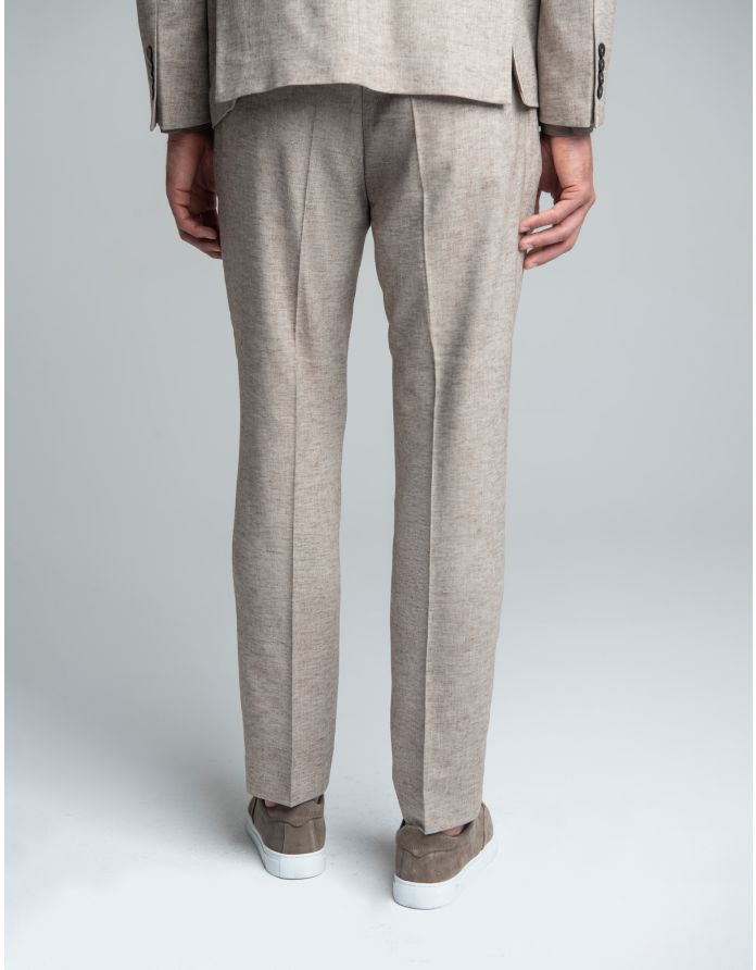 spodnie classic do zestawu lago brązowe slim fit