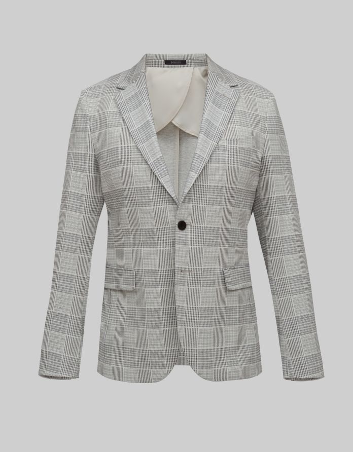 marynarka do zestawu elini szara w kratę slim fit