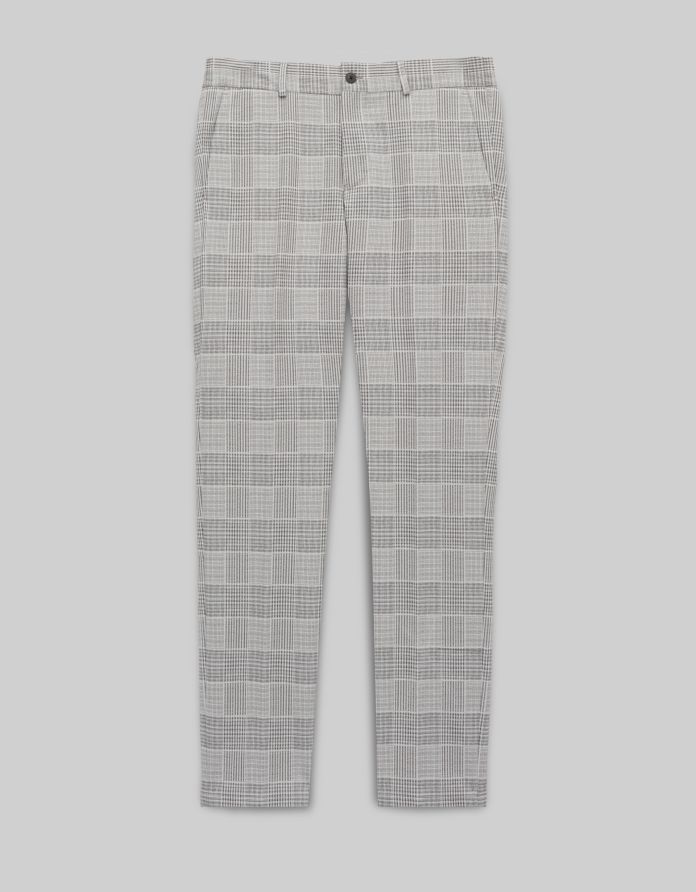 spodnie classic do zestawu elini szare w kratę slim fit