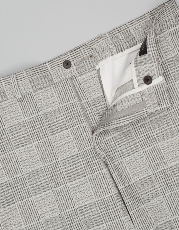 spodnie classic do zestawu elini szare w kratę slim fit