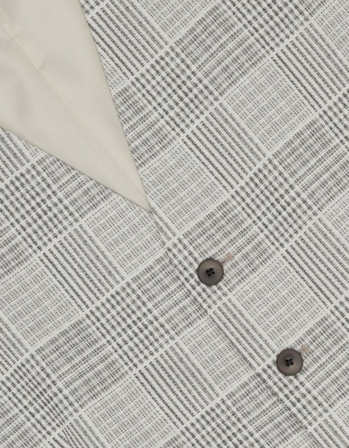 kamizelka do zestawu elini szara w kratę slim fit