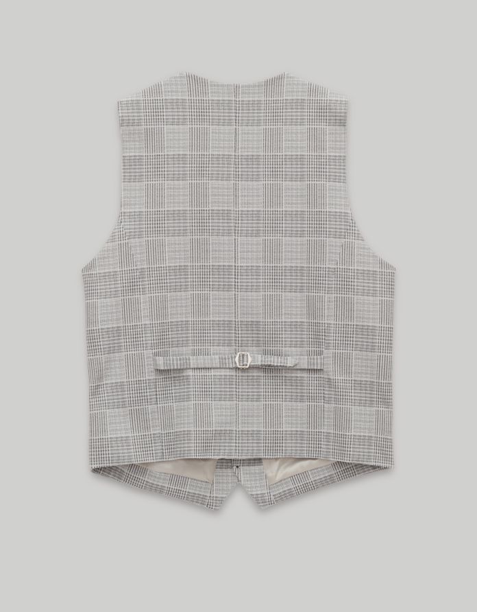 kamizelka do zestawu elini szara w kratę slim fit