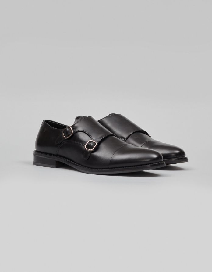 Czarne buty monki skórzane K001