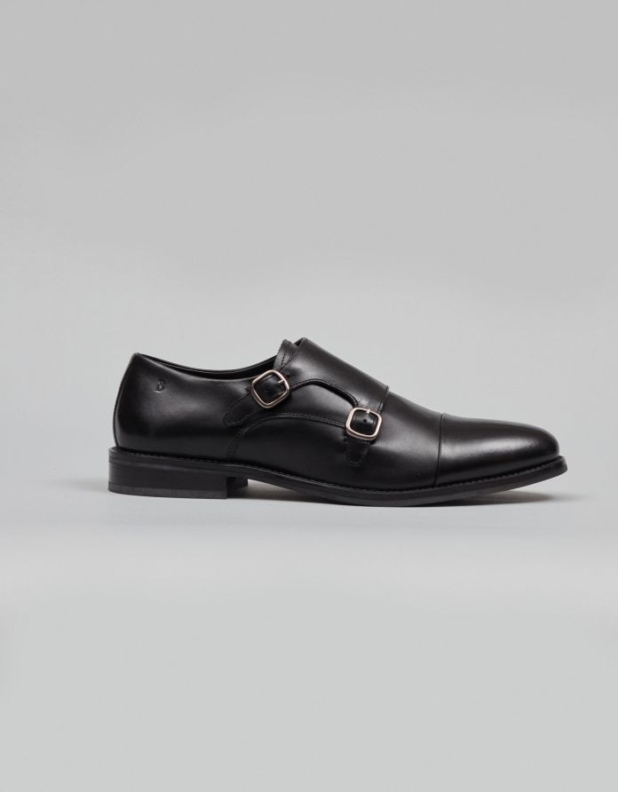 Czarne buty monki skórzane K001