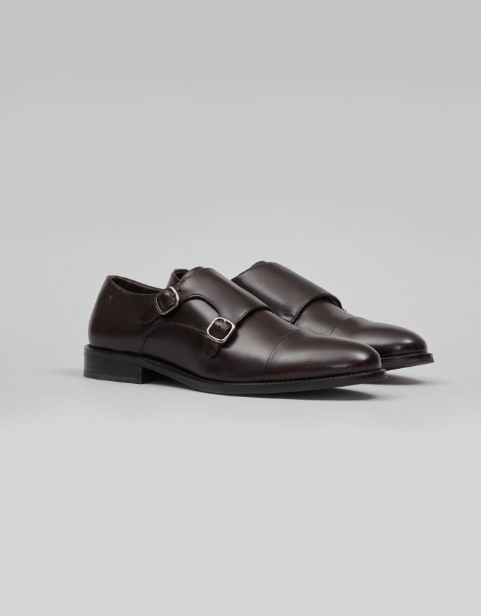 Brązowe buty monki skórzane K001