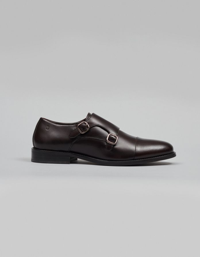 Brązowe buty monki skórzane K001