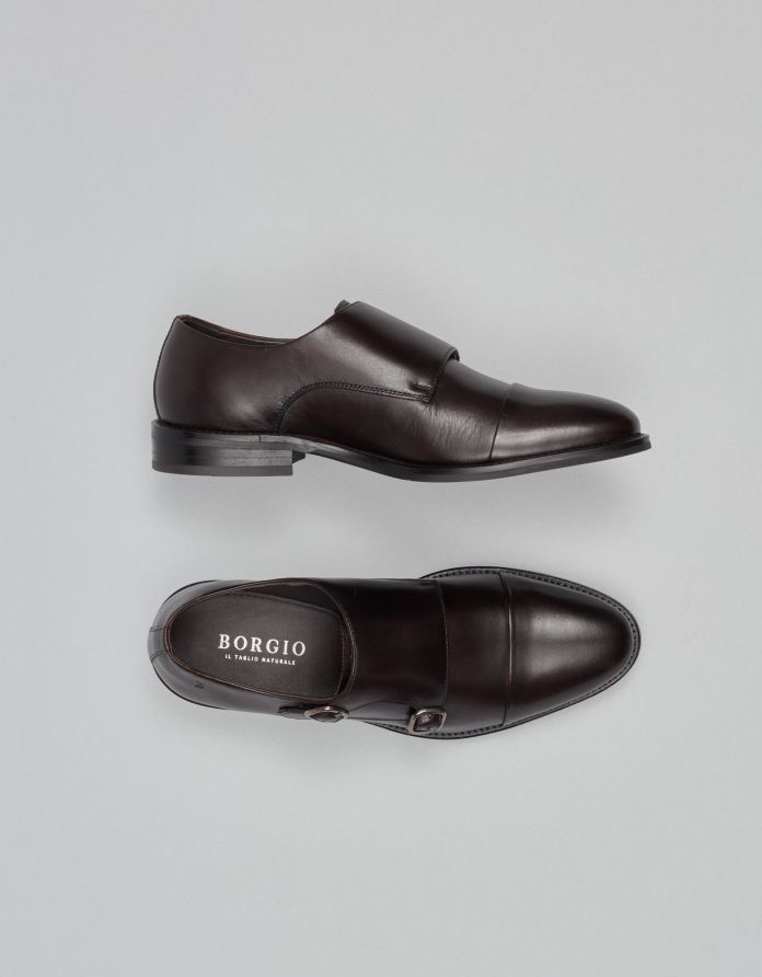 Brązowe buty monki skórzane K001