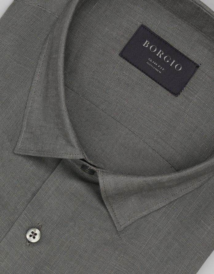 koszula linosa 00669 długi rękaw zielona slim fit