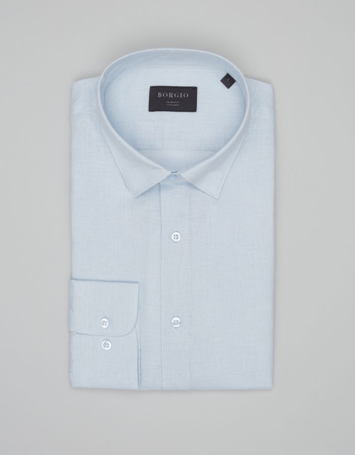 koszula linosa 00671 długi rękaw błękitna slim fit