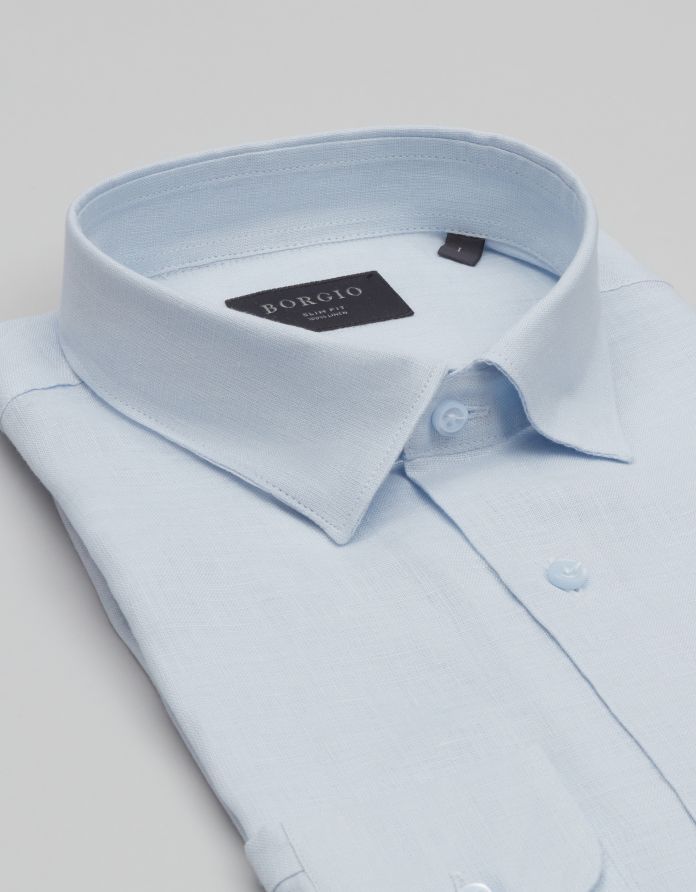 koszula linosa 00671 długi rękaw błękitna slim fit