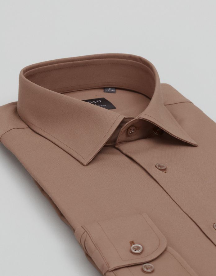 koszula acconia 00686 długi rękaw beżowa slim fit