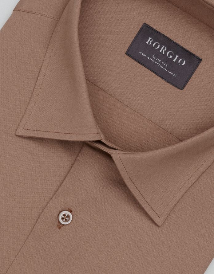 koszula acconia 00686 długi rękaw beżowa slim fit