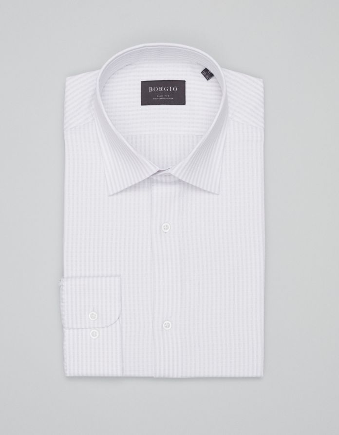 koszula passa 00685 długi rękaw greige (gi) slim fit