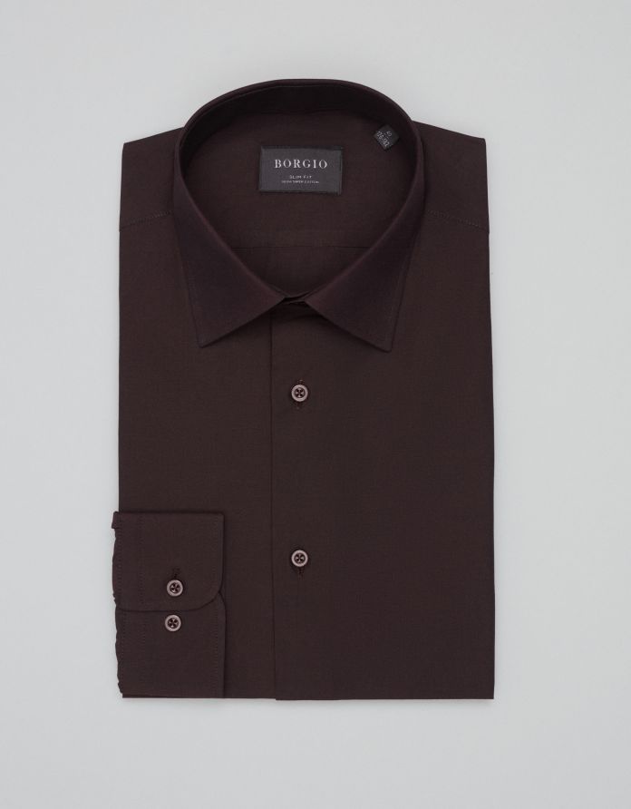 koszula ascoli 00679 długi rękaw bordo slim fit