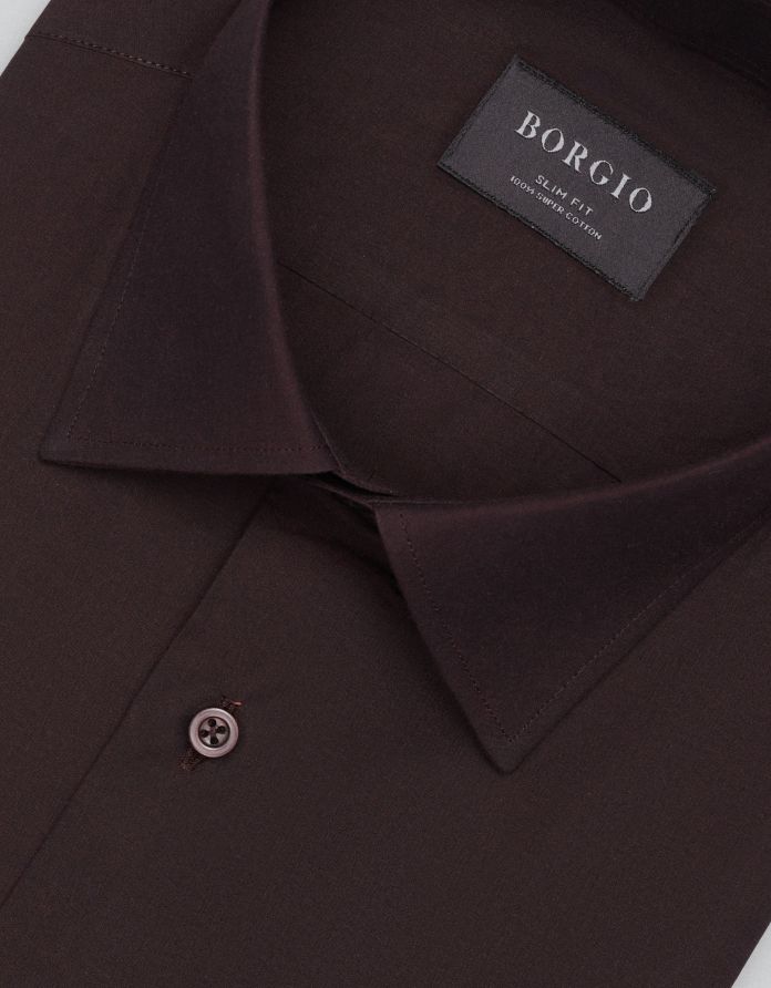 koszula ascoli 00679 długi rękaw bordowa slim fit