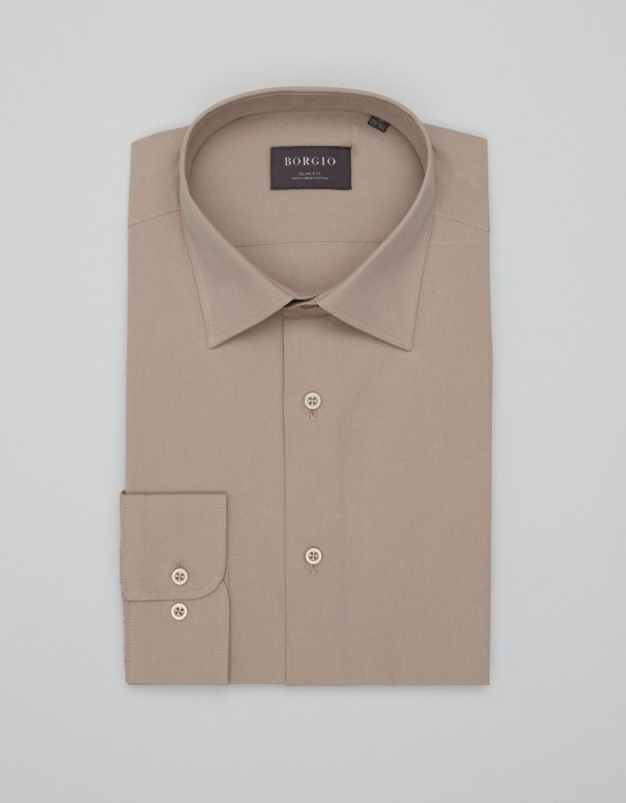 koszula ascoli 00680 długi rękaw beżowy slim fit