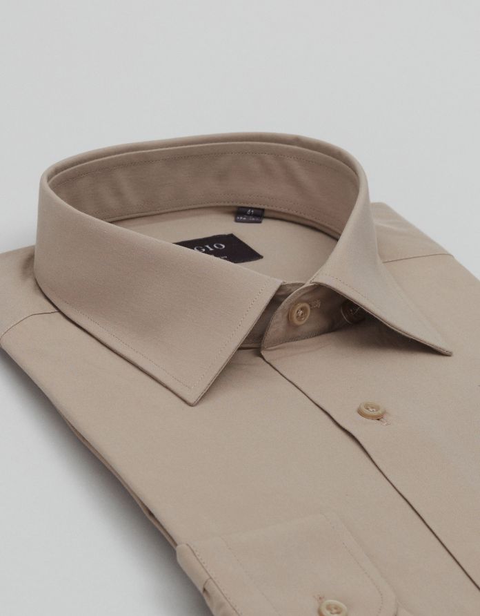 koszula ascoli 00680 długi rękaw beżowy slim fit