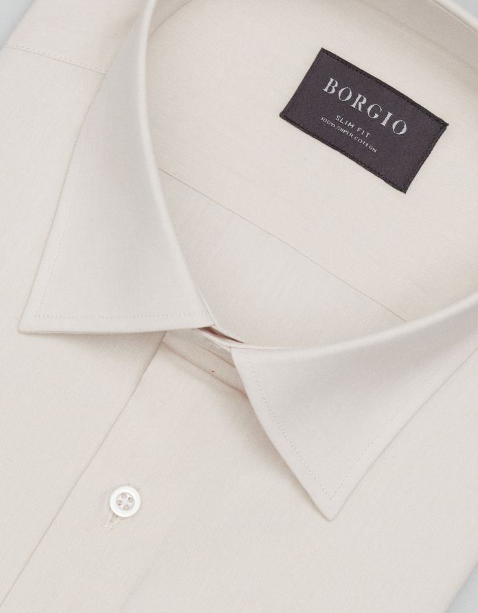 koszula ascoli 00681 długi rękaw beżowa (bz1) slim fit