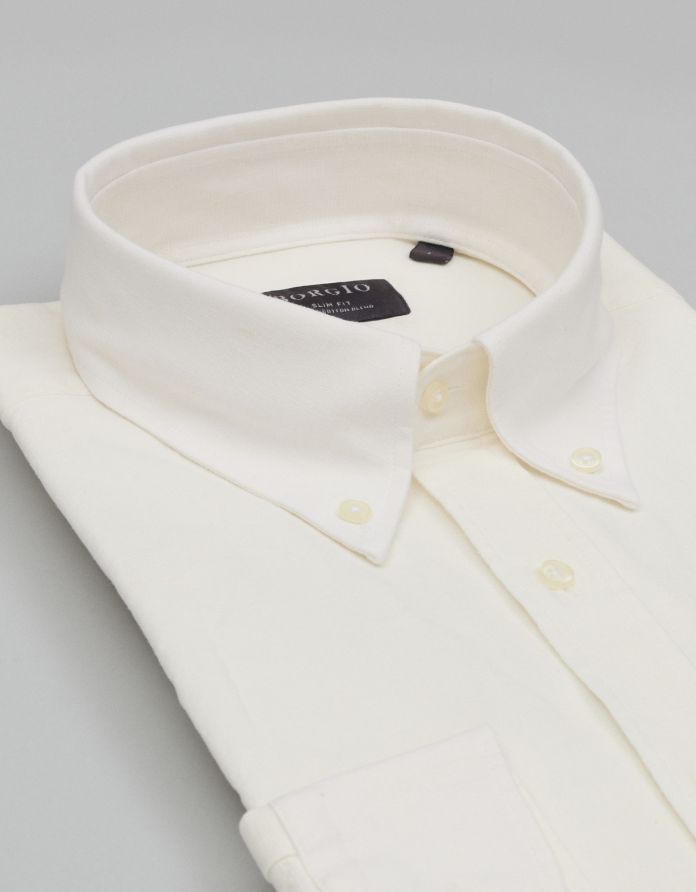 koszula ligosullo 00690 długi rękaw ecru slim fit
