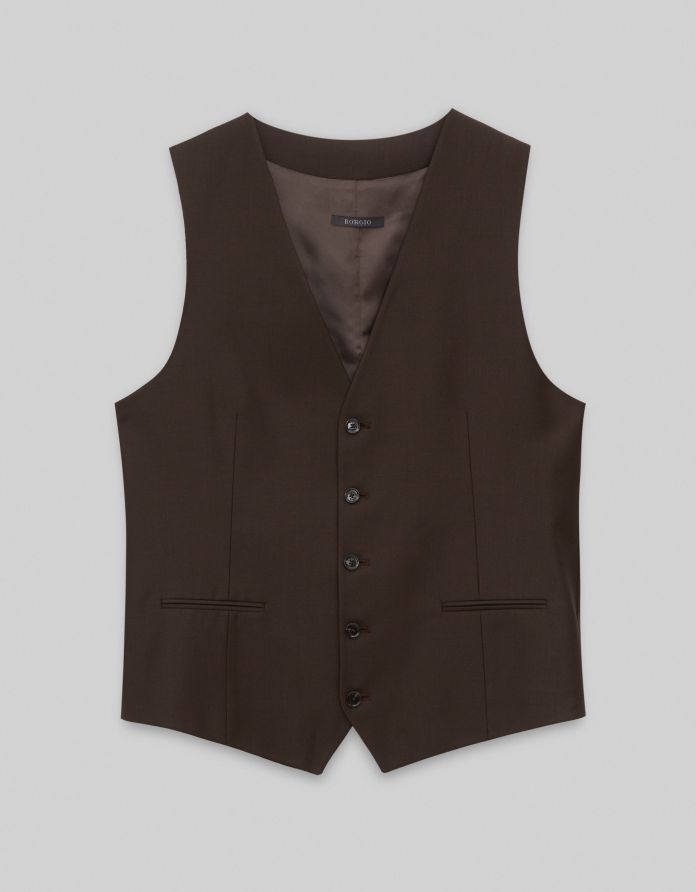 kamizelka do zestawu brosso slim fit brązowa