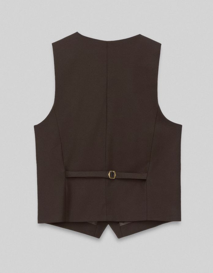 kamizelka do zestawu brosso slim fit brązowa