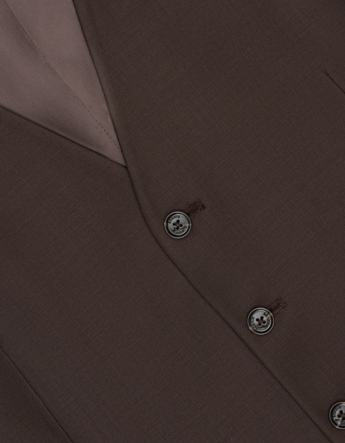 kamizelka do zestawu brosso slim fit brązowa