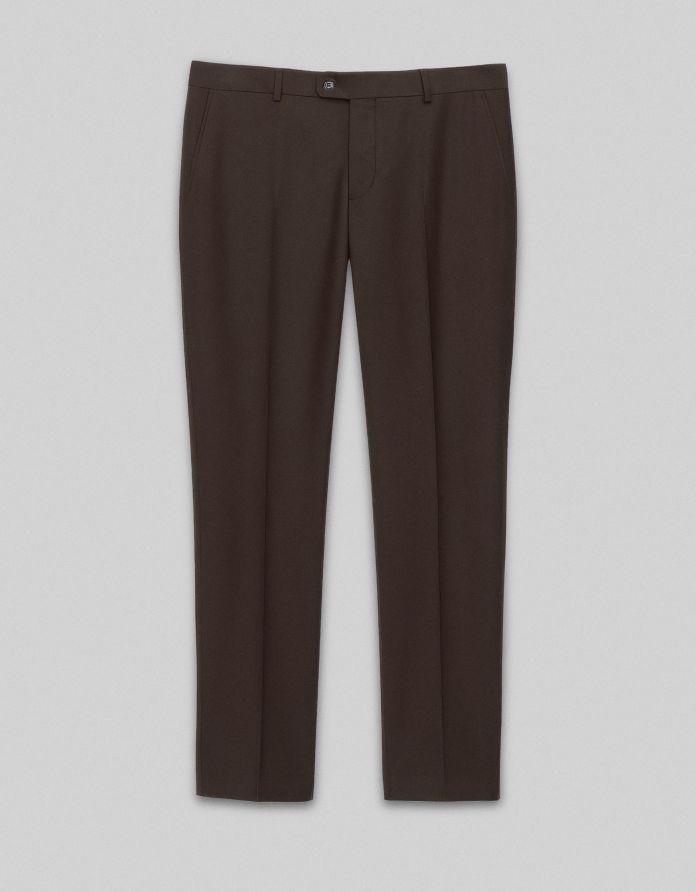 spodnie classic do zestawu brosso brązowe slim fit