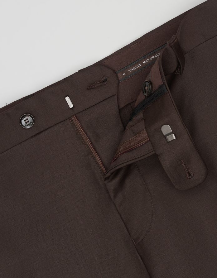 spodnie classic do zestawu brosso brązowe slim fit