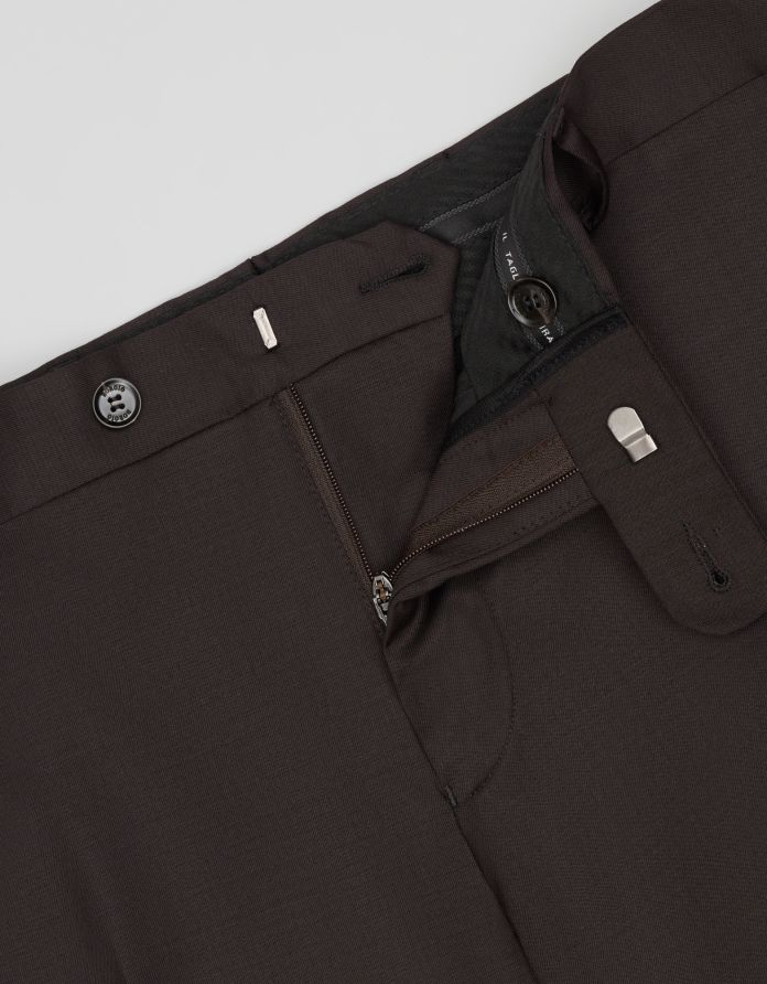 spodnie classic do zestawu gualdo 02 brązowe slim fit+