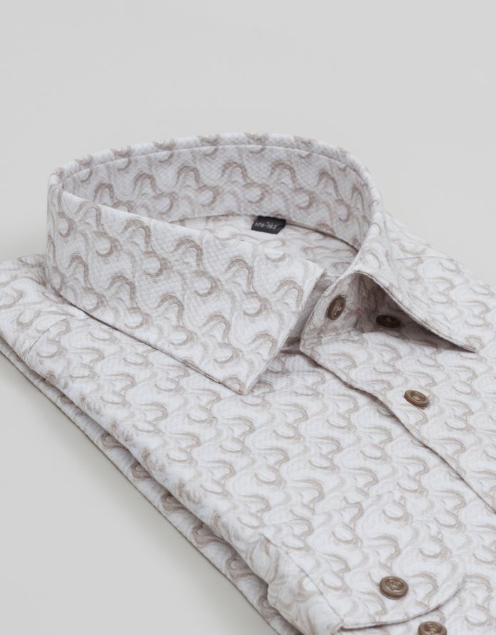 koszula calimera 00693 długi rękaw beżowa slim fit
