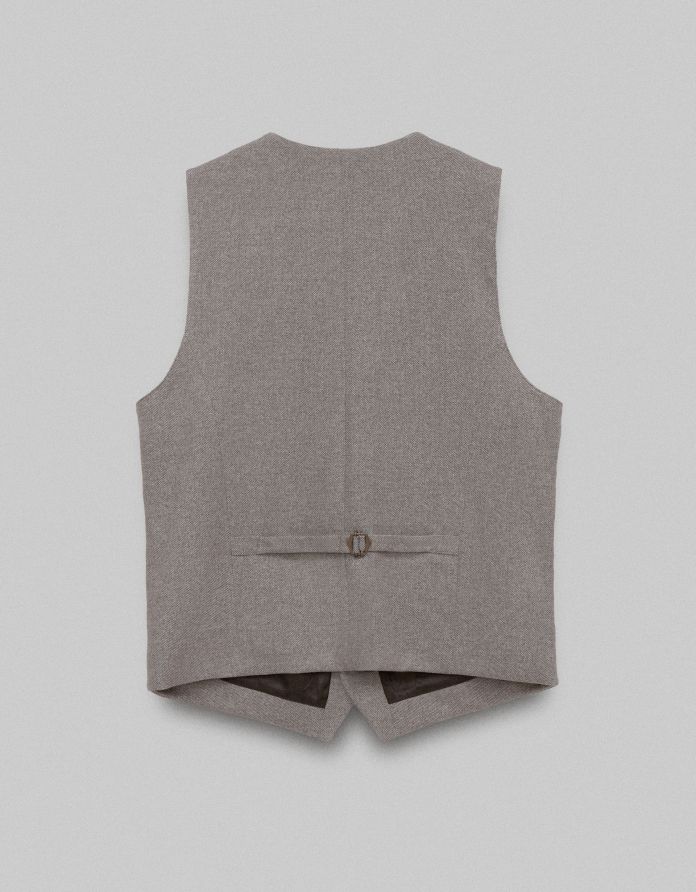 kamizelka do zestawu assoro beżowa slim fit