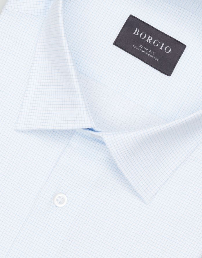 koszula matera 00700 długi rękaw błękit slim fit