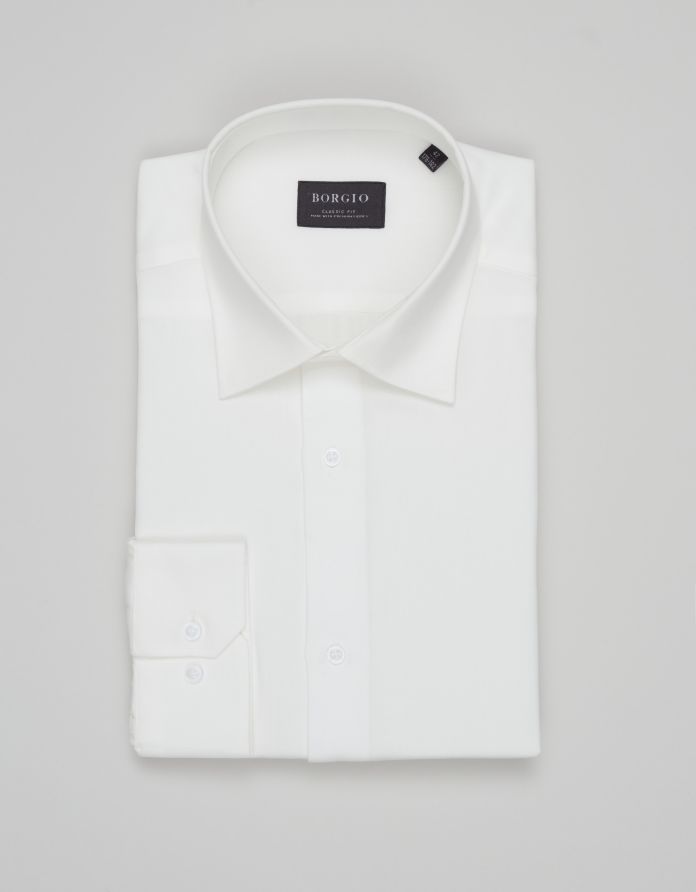koszula terranova 00707 długi rękaw ecru classic fit