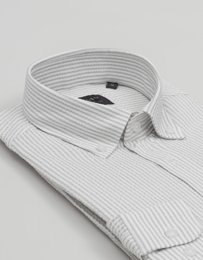 koszula gonzaga 00706 długi rękaw ecru slim fit