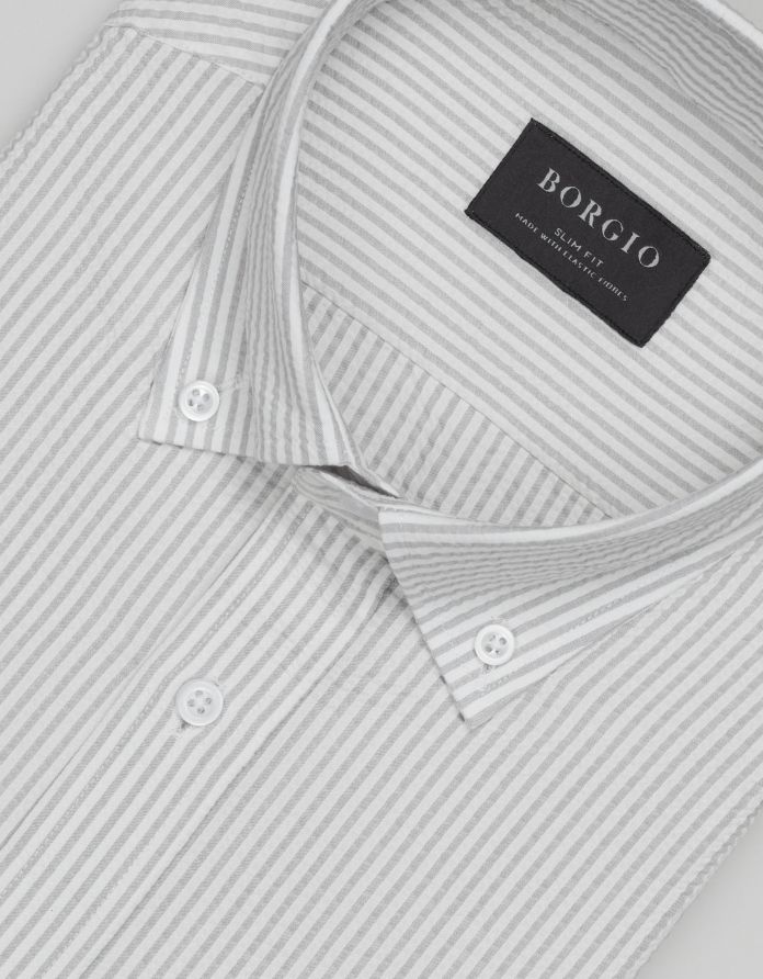 koszula gonzaga 00706 długi rękaw ecru slim fit