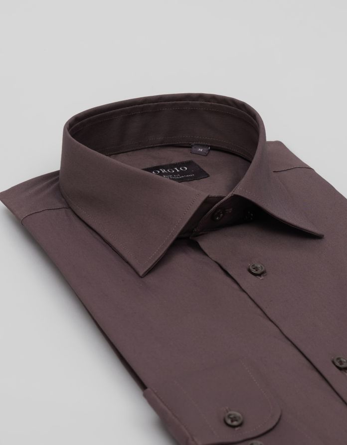 koszula mortara 00710 długi rękaw brązowa slim fit