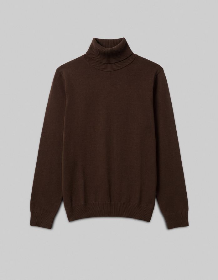 sweter z golfem issime brązowy