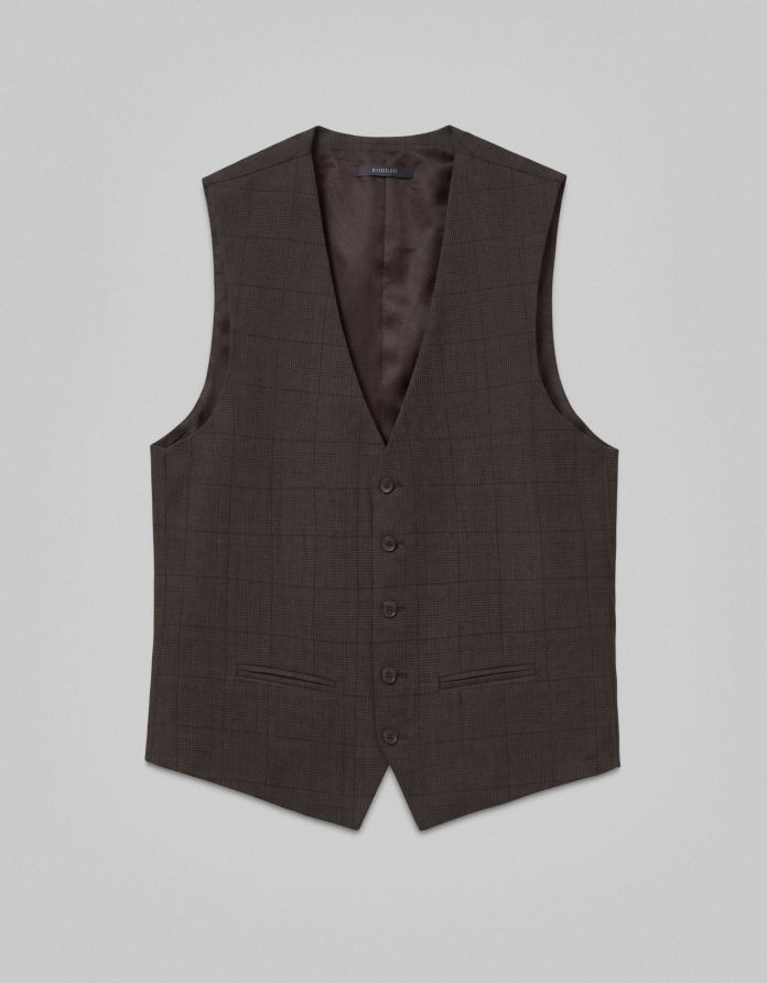 kamizelka do zestawu parito brązowa slim fit