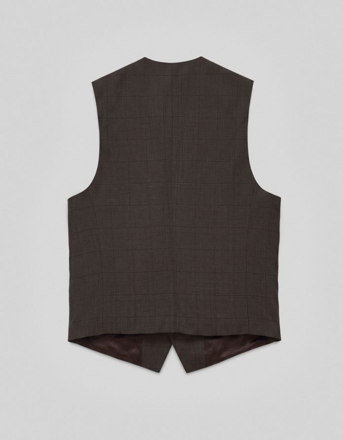 kamizelka do zestawu parito brązowa slim fit