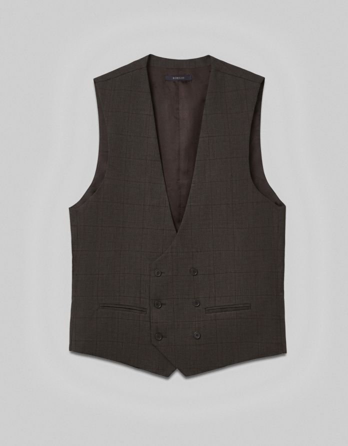 kamizelka dwurzędowa do zestawu parito brązowa slim fit